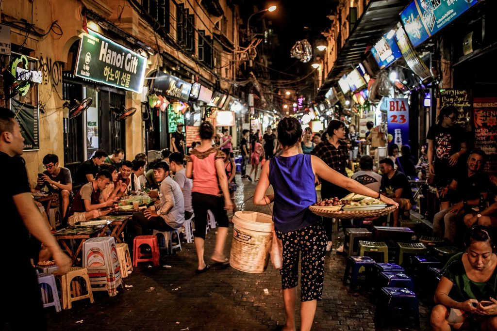 A crowded street in Hanoi