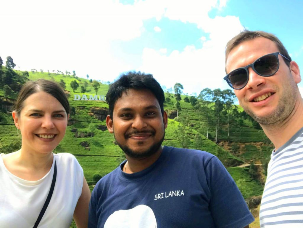 Chamindu with the German couple in the tea region